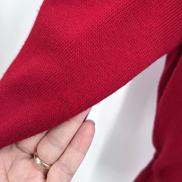 Vintage Donna Karan Red Wool Long Sleeve Bodysuit Size P & Turtleneck Insert - Picture 8 of 12